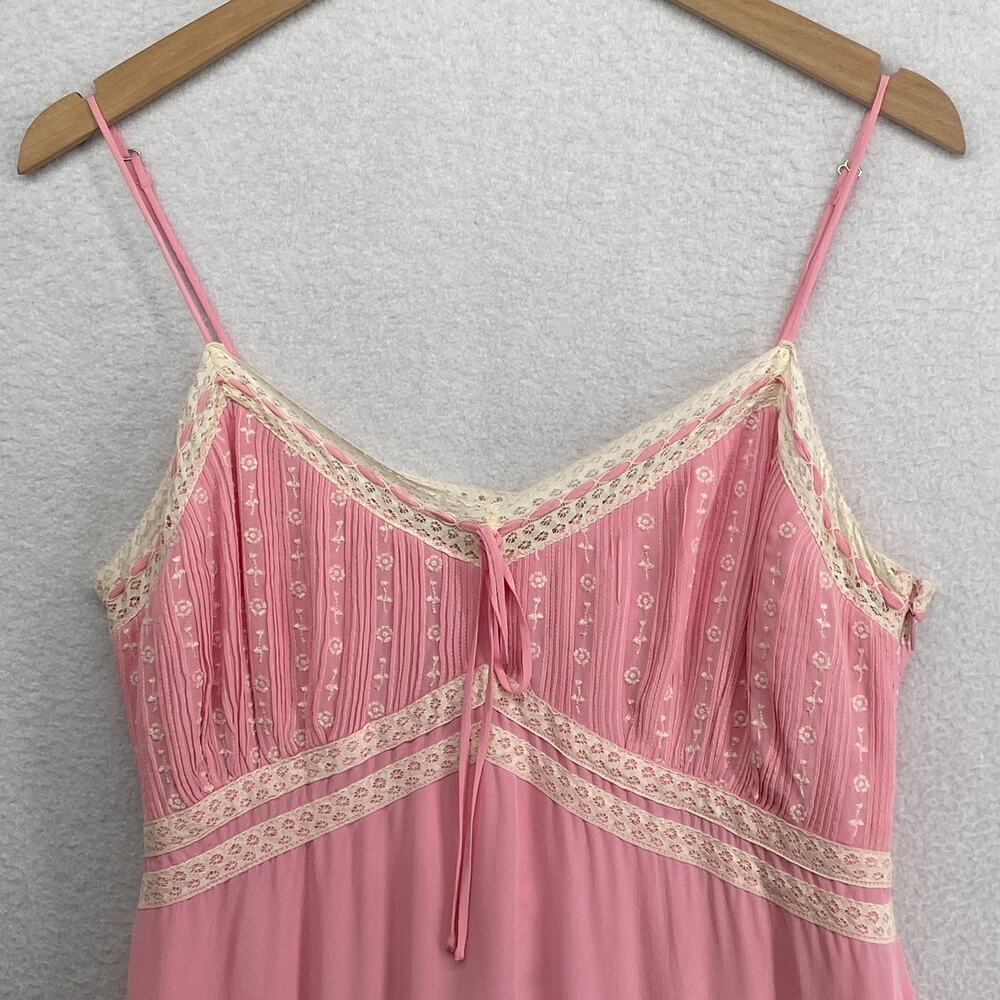 J.CREW Dress 10 Pintuck Lace Trim Slip Crepe de Chine Maxi Viscose Pink NEW - Picture 6 of 15